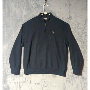 US Polo Assn Mens XL Navy Blue Quarter 1/4 Zip Sweater Pullover Sweater Cotton